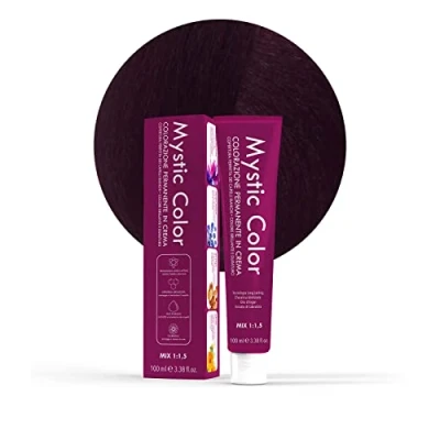 Imagen de Mystic Color, Tinte para el Cabello, Fórmula Enriquecida con Aceite de Argán y Caléndula, Coloración Permanente en Crema Larga Duración, Castaño Irisado 4.2, 100 ml
