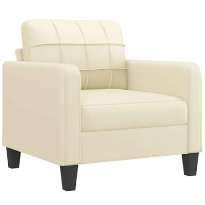 Imagen de vidaXL Sillón, Silla con Respaldo Reposabrazos, Sillón de Descanso para TV, Asiento Tapizado Salón Dormitorio, Cuero Sintético Crema