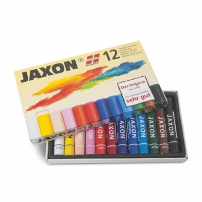 Imagen de Honsell 47412 Tiza pastel al óleo Jaxon, set de 12 en caja cartón, colores y resistentes a la luz, para artistas, pintores aficionados, niños, escuela, clases arte, sin sustancias nocivas