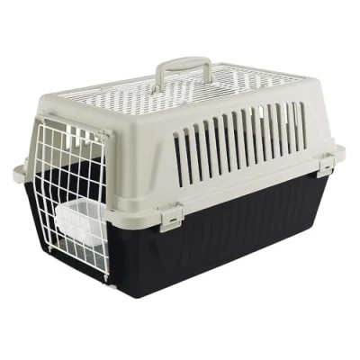 Imagen de Ferplast Transportín Gato, Perro Pequeño y Gatos hasta 5 Kg, Techo Abrible, con Cojín Comedero, 32,5 x 48 h 29 cm, Mascotas Rígido Atlas 10 Open