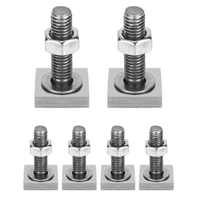 Imagen de QWORK 6 Piezas Ranura En T Caja de Techo Kit Tornillos, M6 Adaptador Pista T, Tornillo con Tuercas Y Arandelas para Baranda, Portabicicletas