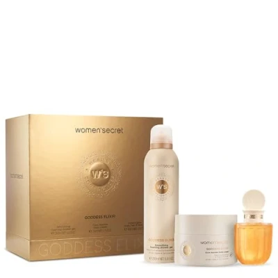 Imagen de Women&#039;Secret Beauty Confidences Goddess Elixir Estuche Regalo de Mujer Pack 3 Piezas Crema Corporal 250ml, Gel Ducha en Espuma 200ml y Aceite Corporal, Capilar Facial 100ml