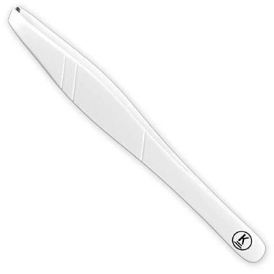 Imagen de K Pro Pinza para Depilar Cejas de Acero Inoxidable con Puntas Biseladas (Blanco)