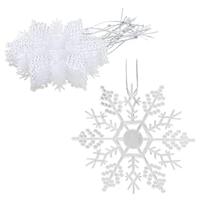 Imagen de Paquete de Decoraciones Colgantes Copos Nieve con Brillo 12 10 cm navideñas ... (Claro)