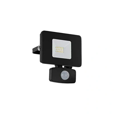 Imagen de Eglo LED foco exterior Faedo 3, 1 luz de llama incl. detector movimiento, pared con sensor aluminio, color: negro, cristal: transparente, 10 W, IP44