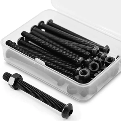 Imagen de M6 x 60mm 15 Juegos de Tornillos y Tuercas Combinada Hexagonal Negros Tornillo Cabeza Redonda