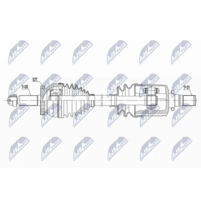 Imagen de NTY NPW HY 561 Árbol de transmisión Eje delantero, izquierda 670 99