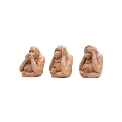 Imagen de Garden Mile Grandes 3 Piezas Hear, Speak, See No Evil Wise Monkeys Adornos de jardín Resina Efecto Piedra Estatuas Orangutanes para el hogar, jardín, Estanque, Cama Flores