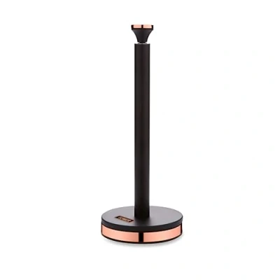 Imagen de Tower T826133BLK Cavaletto Portarrollos de Cocina, Negro con Detalles Oro Rosa, Madera, Towel Pole