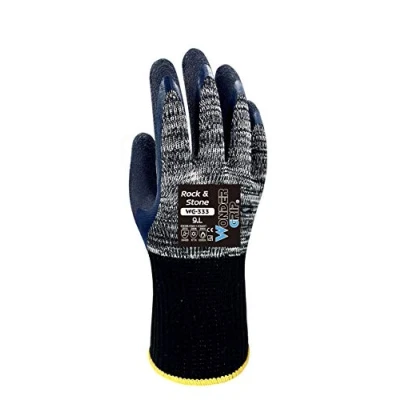Imagen de Wonder Grip WG 333 Rock &amp; Stone Guantes de trabajo con doble recubrimiento látex, resistentes al calor, frio, proteccion anticorte, maximo agarre, talla XXL/ 11, hombre y mujer