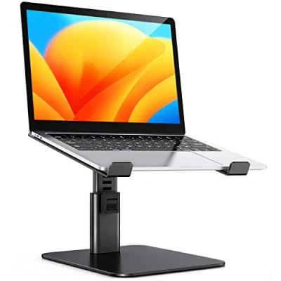 Imagen de Babacom Soporte Portatil Mesa con 8 Alturas Ajustables, Aleación de Aluminio Elevador Ergonómico, Ventilado Laptop Stand Compatible MacBook/Air/Pro, Chrome y Tabletas, 10 16 Negro