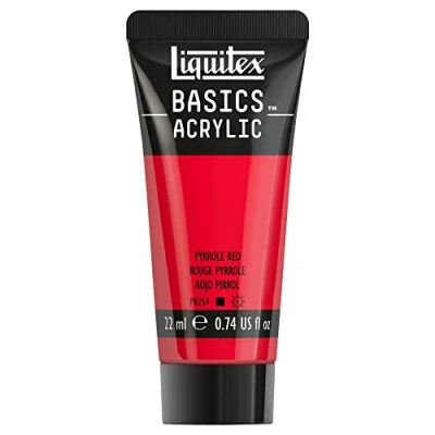 Imagen de Liquitex Basics Pintura Acrílica, Para Bellas Artes y Manualidades, Resistentes a la Luz, Viscosidad Media, Acabado Satinado, Tubo de 22 ml Rojo Pirrol
