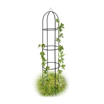 Imagen de Relaxdays 6 Soportes Plantas Revestimiento Metal 190 cm, Guía Rosas Resistente Intemperie, para Rosales y Flores, Verde