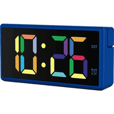 Imagen de Despertador Hama Ibiza, Digital, 12/24h, Hora Extragrande, Pantalla Multicolor, Carga Pila/USB, Azul