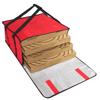 Imagen de Trail maker Bolsas de pizza aisladas para entrega, bolsa entrega alimentos 20 x 12 pulgadas, uso personal y profesional, con capacidad hasta 4 pizzas frescas