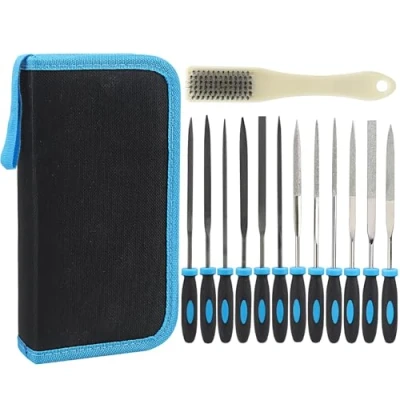 Imagen de Juego de limas aguja 13 piezas Lima para madera y metal, incluyendo llaves diamantadas, ideal taller bricolaje, con práctica bolsa almacenamiento