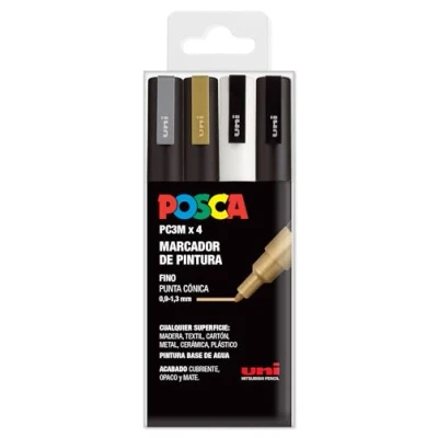 Imagen de UNI Posca Set PC 3M GSWB Pack 4 rotuladores