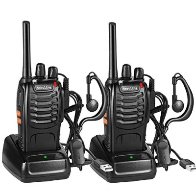 Imagen de Walkie Talkie Recargable, 16 Canales PMR446 Walky Talky, Profecionales CTCSS DCS 3KM Radiocomunicación, con Auricular Incorporado Antorcha de LED, 1 Pare