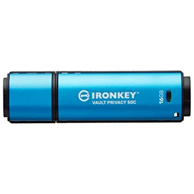 Imagen de Kingston IronKey Vault Privacy 50 Unidad USB Type C con certificación FIPS 197 y cifrado XTS AES de 256 bits para la protección datos IKVP50C/16GB