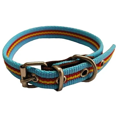 Imagen de Collar de Perro Bandera España algodón Azul 25 cms Liso para Pequeño/Gato algodón. Resistente a tirones y climatología. Claro Rojo Amarillo.