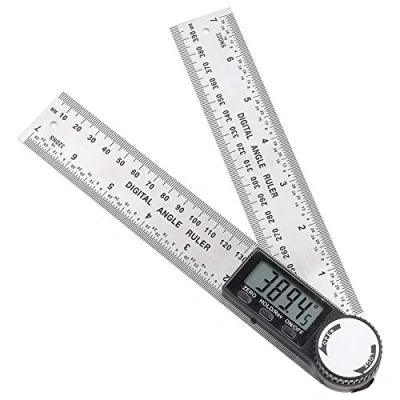 Imagen de Regla 2 en 1 y transportador 0 200 mm de buscador ángulo Acero Inoxidable para Carpintería, Pantalla LCD Electrónico