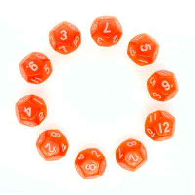 Imagen de Dados Poliédricos,10 pcs de rol para Ungeons y Dragons Pathfinder Role Playing Dice Enseñanza Matemáticas 20mm 12 Caras Naranja