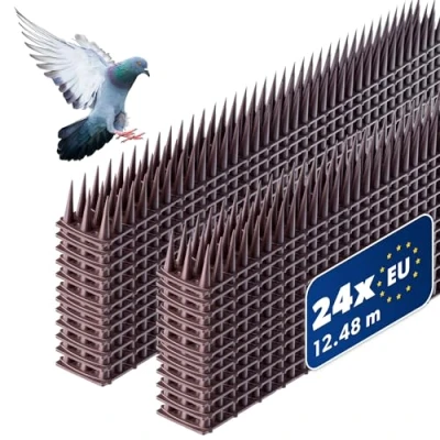 Imagen de KADAX Pinchos Antipalomas de Plástico para Protección Balcones, Terrazas, Techos y Ventanas contra Palomas, Ahuyentador Pajaros (Marrón, 24)