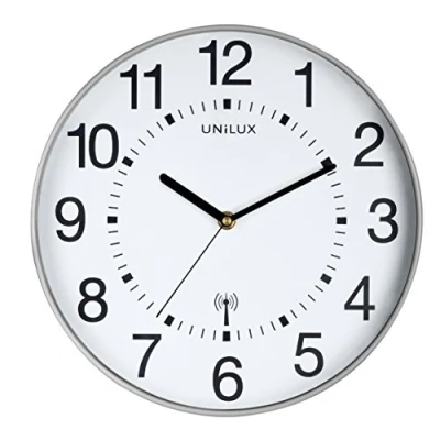 Imagen de Unilux Reloj de Pared inalámbrico Maxi Wave, 30 cm, Color Gris Plateado