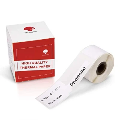 Imagen de Phomemo M110 Etiqueta Autoadhesiva de Cable para Impresora Etiquetas M220 M221 M120 M200,0.98 &quot;x1.5&quot; 1.57 &quot;(25x38 40mm) 100 Etiquetas/Rollo