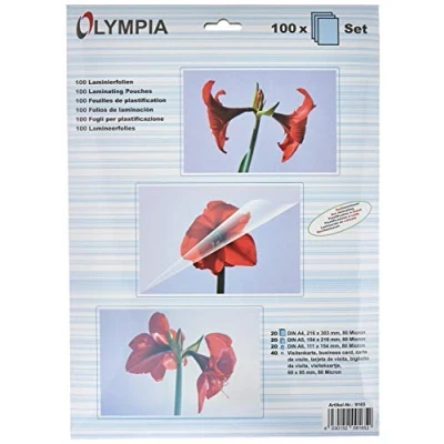 Imagen de Olympia Juego des fundas para plastificar, 100 unidades varias