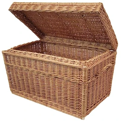 Imagen de Cesta de mimbre 60 cm con tapa, caja hecha a mano