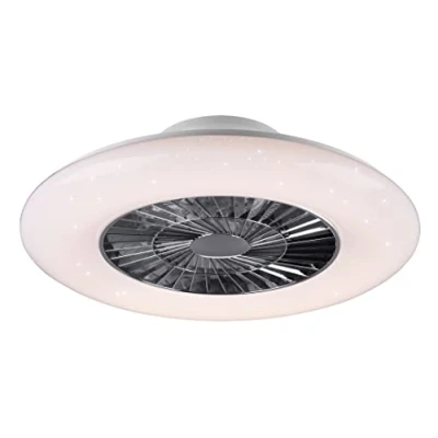 Imagen de Reality Leuchten Visby R62402106 Ventilador de techo (plástico, 40 W, W), color blanco y cromado