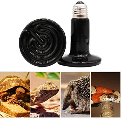 Imagen de YouYuer Bombilla Calor para Reptiles,2PCS De Ceramica Reptil Infrarrojo Mascota Lámpara Luz Lampara Lagarto,Tortuga,Serpiente,Lagartos,Pollo (100W)