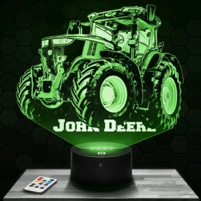 Imagen de lámpara de mesilla noche, luz nocturna táctil J.Deere tractor agrícola LED ilusión 3D, idea regalo para niños y niñas, Navidad, noche o adultos. TOP