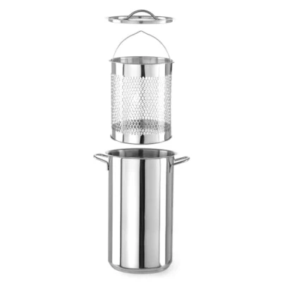 Imagen de HENDI Juego de Olla con Tapa y Cesta Vapor extra grandes para cocinar espárragos, verduras, pescado pastas, apto todas las fuentes calor, 5.5 L, ø162x(h)280 mm, acero inoxidable
