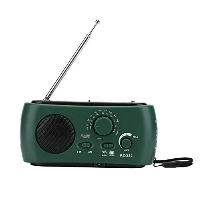 Imagen de linterna LED manivela Solar, radio de emergencia portátil recargable solar FM / AM 3 alarma cargador