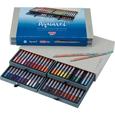 Imagen de Bruynzeel Design Juego de 48 Lápices acuarela profesionales + pincel artista solubles en agua para dibujar, colorear y pintar