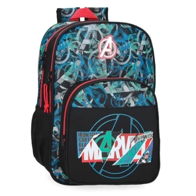 Imagen de Marvel Joumma Shield Mochila Escolar Adaptable a Carro Negro 30x40x13 cms Poliéster 15,6L