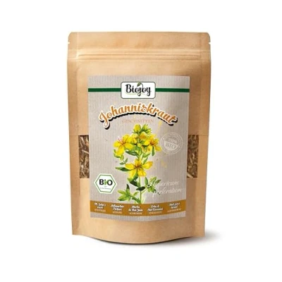 Imagen de Biojoy Hierba de San Juan BÍO (100 g), Hipérico seco y cortado, apto para infusión té (Hypericum perforatum)
