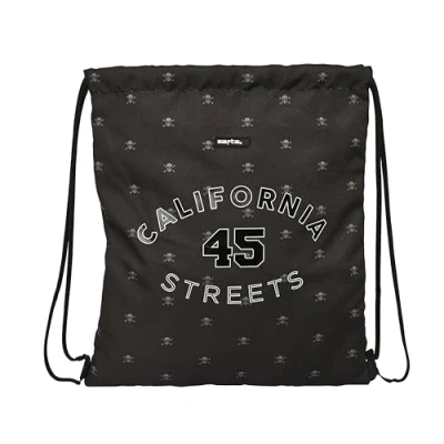 Imagen de Safta CALIFORNIA Mochila Saco Plano Grande, Mochila, Ideal para Niños de Diferentes Edades, Cómoda y Versátil, Calidad Resistencia, 35x40 cm, Color Negro