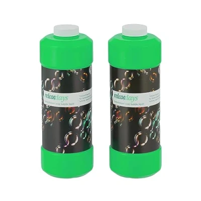 Imagen de Relaxdays Botellas de Líquido Burbujas Recambio, Set 2, 1 L Solución C/U, Ideal para Máquinas Pompas, Verde