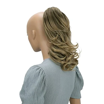 Imagen de CAISHA 30cm Postizo Trenza Coleta Extensión De Cabello Voluminoso Ondulado Mezcla Rubio Castaño H125