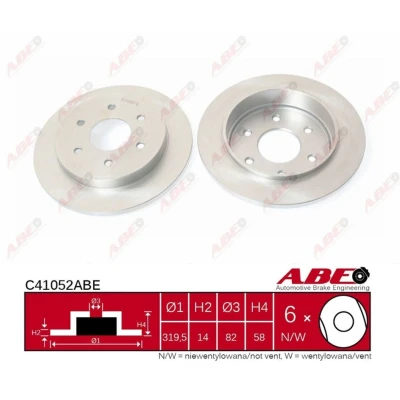 Imagen de ABE C41052ABE Disco de freno Eje trasero 319,5 14 6 macizo