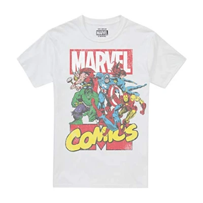 Imagen de Marvel Call out Camiseta, Blanco (White White), M para Hombre