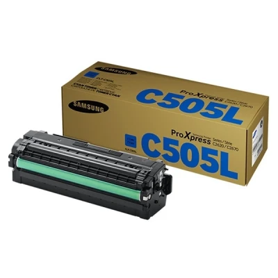 Imagen de Samsung CLT C505L, SU035A, Cian, Cartucho Tóner de Alta Capacidad Original, 3.500 páginas, compatible con impresoras LaserJet ProXpress Color C2620DW, C2670FW y C2680FX