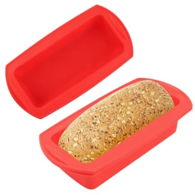 Imagen de VFANDV Moldes silicona 2 Piezas, Molde Bizcocho Rectangular de Antiadherentes Reposteria para Hornear Pan, Pasteles, Tostadas