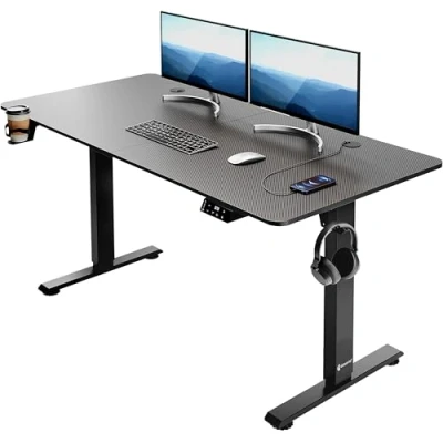 Imagen de CASARIA® Escritorio Ajustable en Altura Acero Función Memoria 140x60cm Pantalla LCD Mesa Gaming Ergonómica Oficina