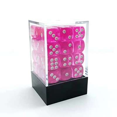 Imagen de Bescon 12mm 6 Sided Dice 36 in Brick Box, Six Die (36) Block of Dice, Translucent Pink