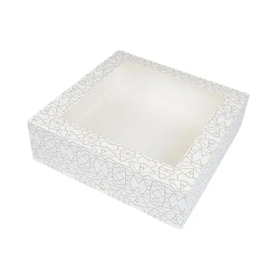 Imagen de 50 unidades Cajas Pastelería Con Ventana &#039;Thepack&#039; 250 G/M2 + Opp 32X32X10 Cm Blanco Cartón Ondulado Nano Micro