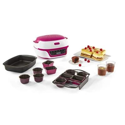 Imagen de Tefal Máquina inteligente para tartas (5 programas automáticos, 1 modo manual, 12 moldes mini pasteles, molde grande, compatible con la gama CreaBake, Cake Factory Delices KD810112)